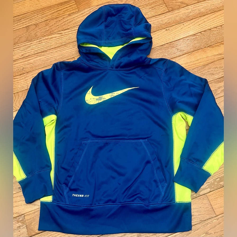 Nike Boys Therma fit Blue Hoodie youth Small